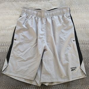 Reebok Light Gray and Black Athletic Shorts Small